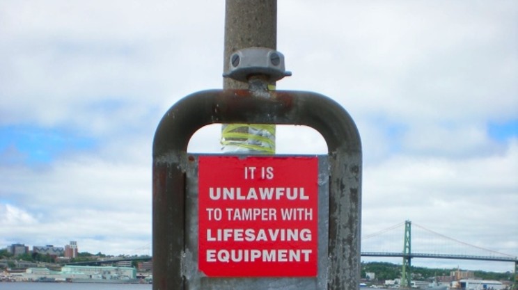 Missing life saving equipment, Alderney Landing.