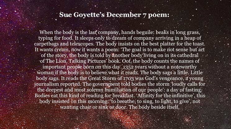 An advent calendar of poetry: December 7