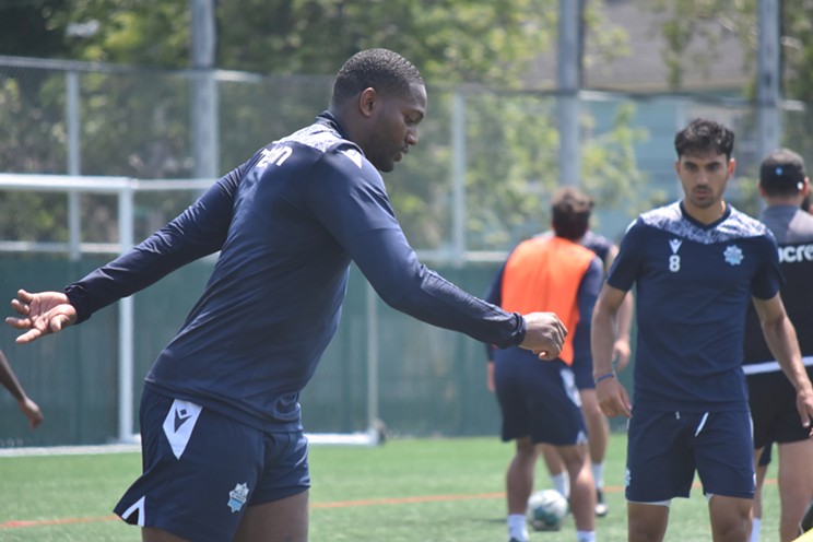 Canadian international Doneil Henry makes his practice debut with HFX Wanderers FC on July 18, 2023.