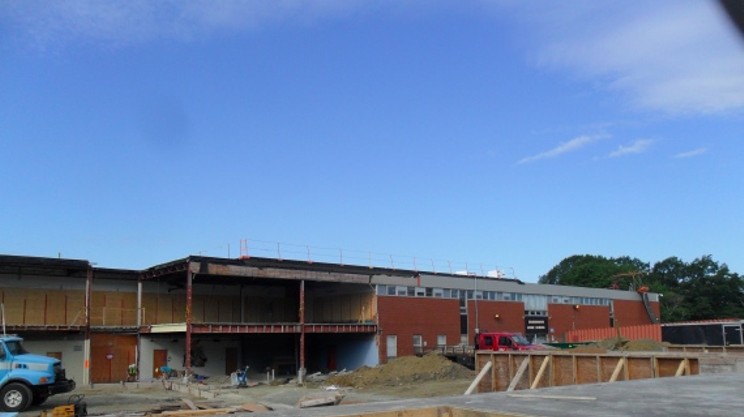 Dartmouth High School surrounded by construction
