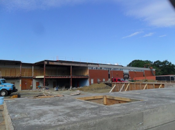 Dartmouth High School surrounded by construction