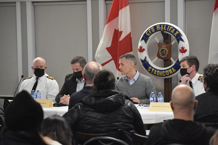 Department of National Defense assistant deputy minister Rob Chambers fields a question during the DND's public information session about Hartlen Point on Tuesday, Jan. 31.