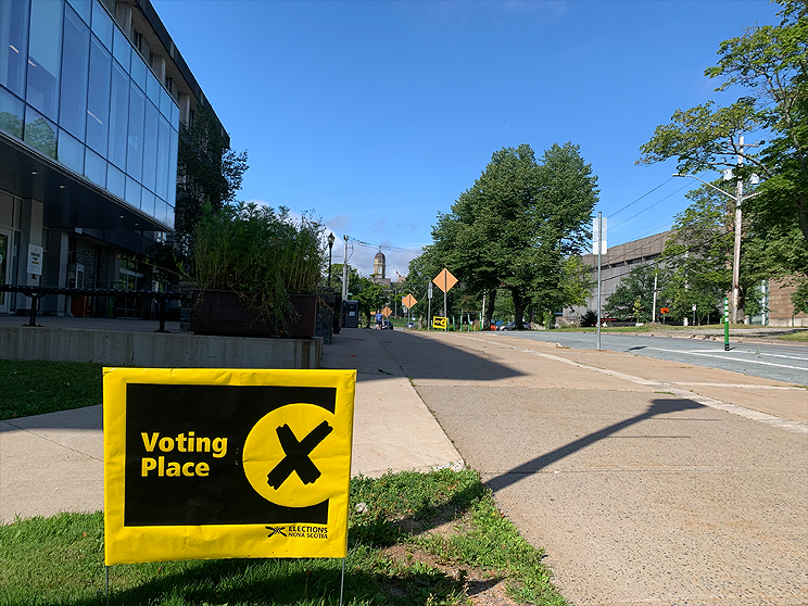An early polling station at the Dalhousie University Student Union building.