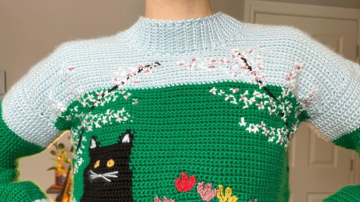 Meet the fibre artist who made a sweater of her favourite Maud Lewis painting