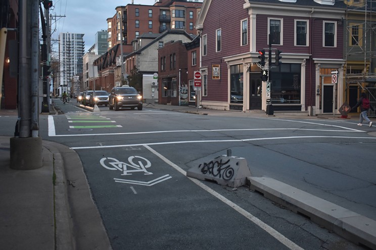 While work continues to make the North End Bikeway Corridor a safe way for cyclists to make their way downtown, cyclist Steve MacKay prefers his route through Agricola Street despite the lack of infrastructure.