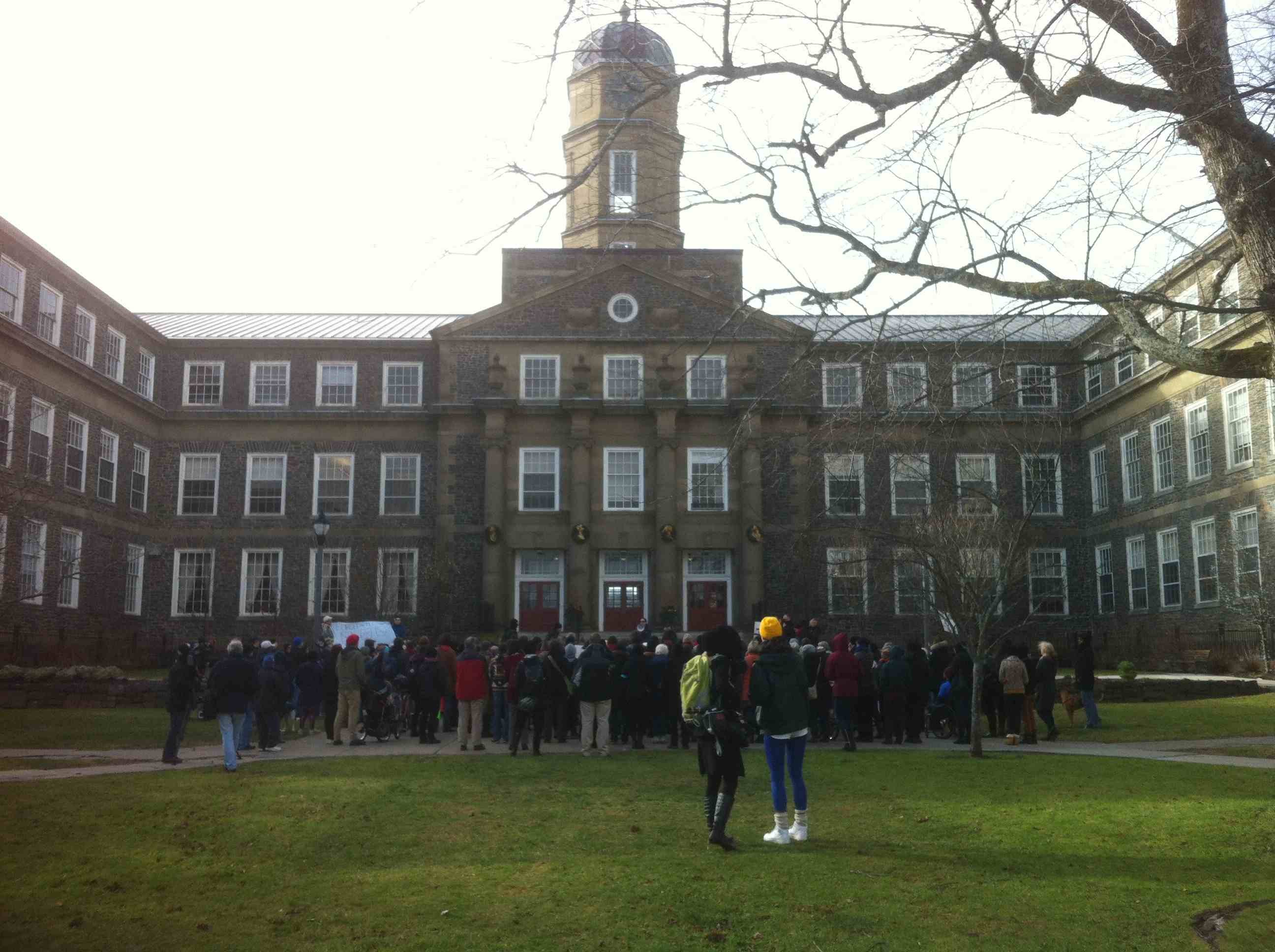 Over 200 protesters marched to Dalhousie’s Henry Hicks building on December 19 wanting the dentistry students responsible for hateful, sexist Facebook posts expelled.