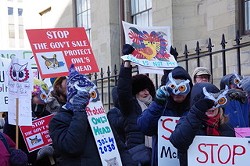 Group marches to the legislature to protest proposed sale of Owls Head