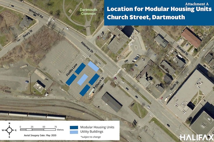 The modular unit location has been announced for Dartmouth.