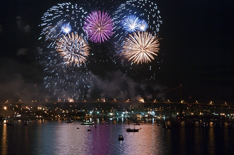 Natal Day fireworks in the Halifax Harbour.